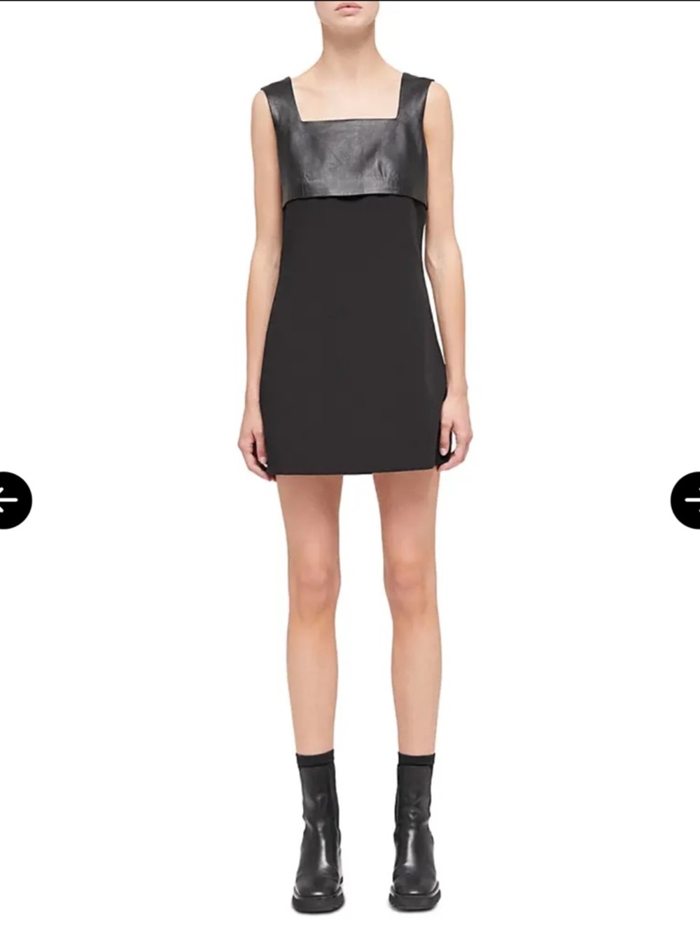 The Kooples Black Mini Dress with Faux Leather Yoke Size L/3